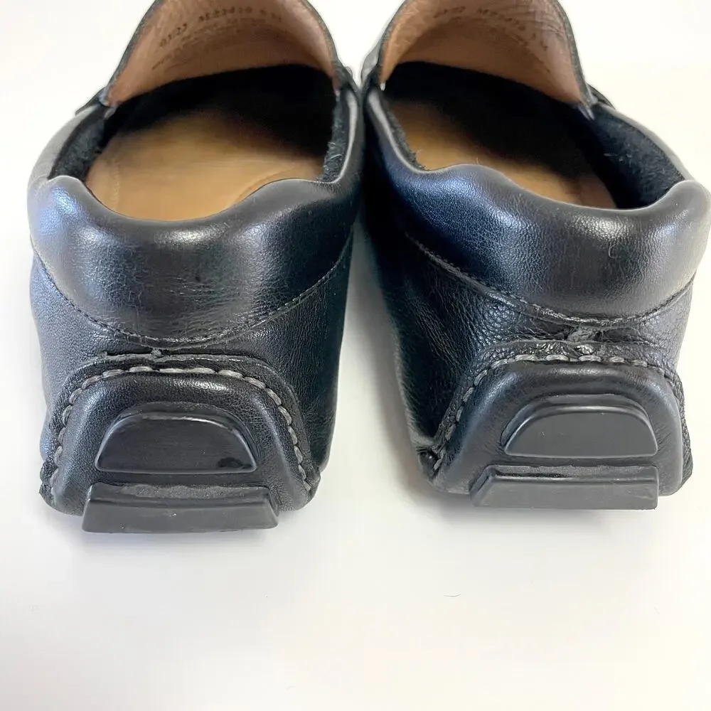 Nordstrom Leather Driving Penny Loafers Mens sz 8 Black Moccasins Mocs Old Money